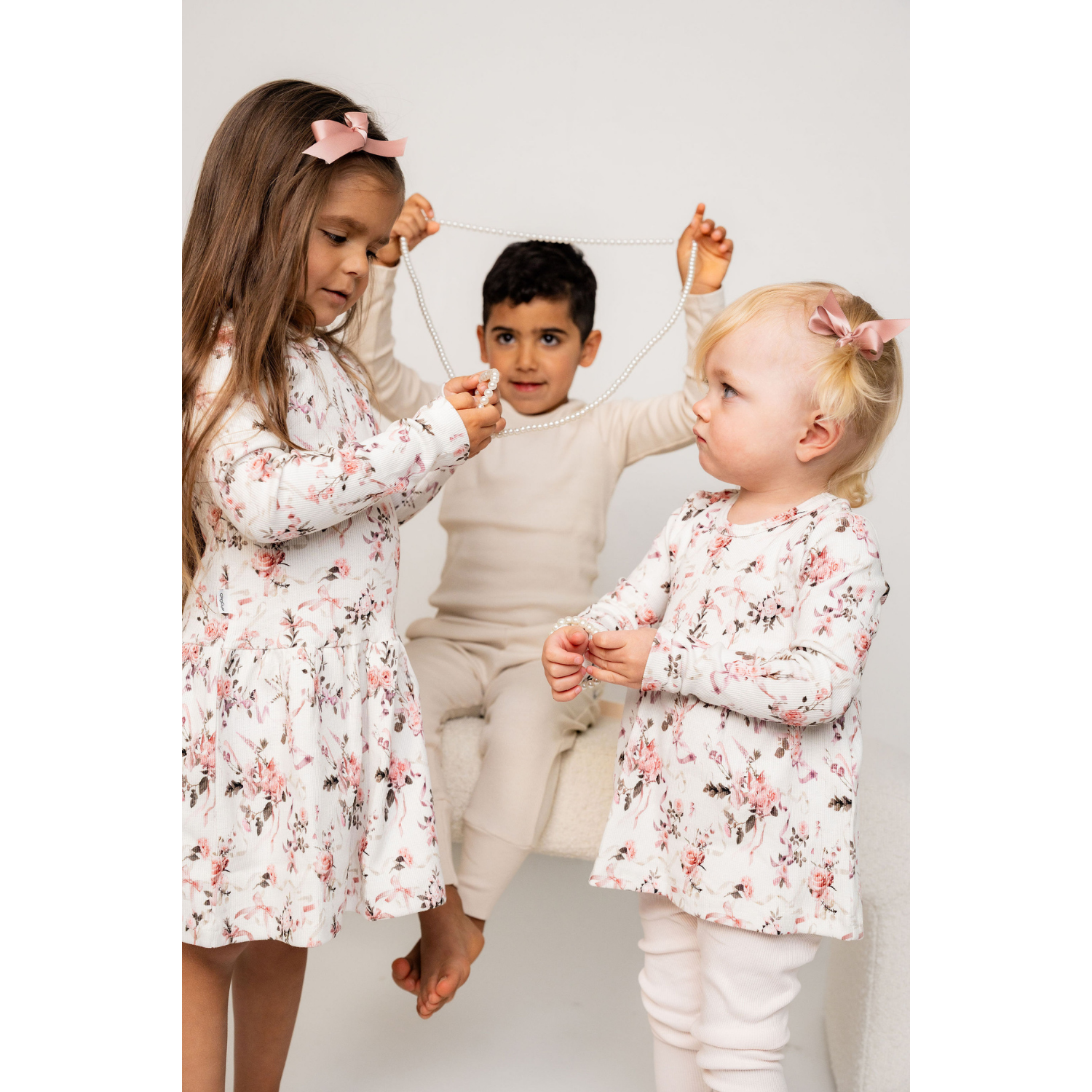 Classic Print Rib Long Sleeve Dress