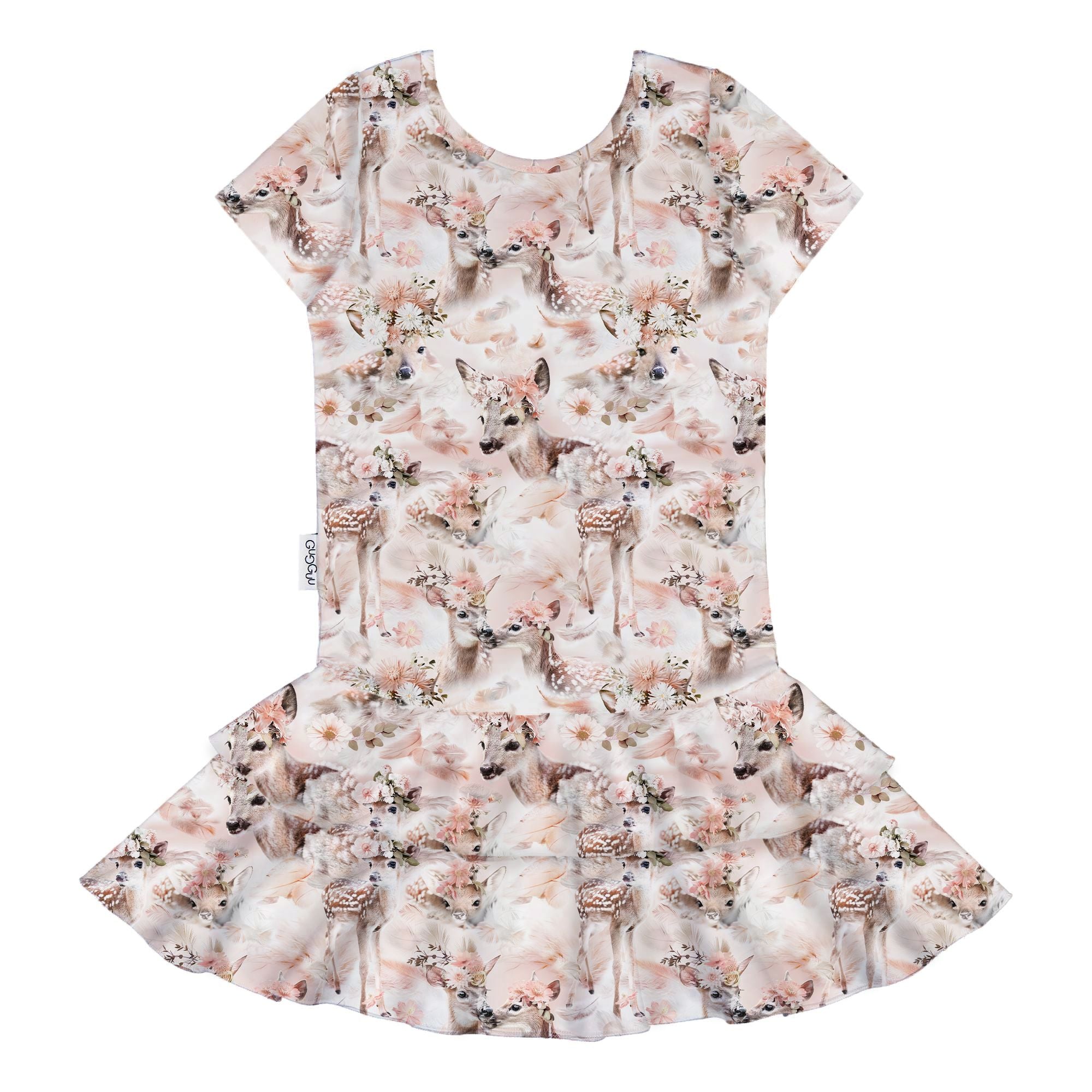 Gugguu lasten Outlet Print Frilla T-Shirt Dress Mekot Gugguu Flowercrownbambi 80