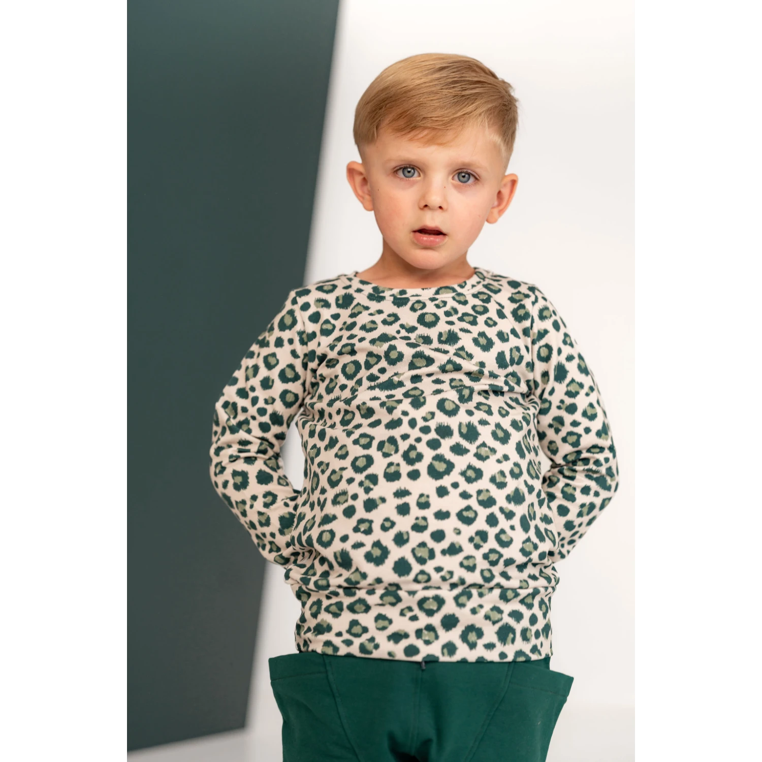 Gugguu Print sweatshirt lasten pitkähihainen collegepaita, greenleo printillä