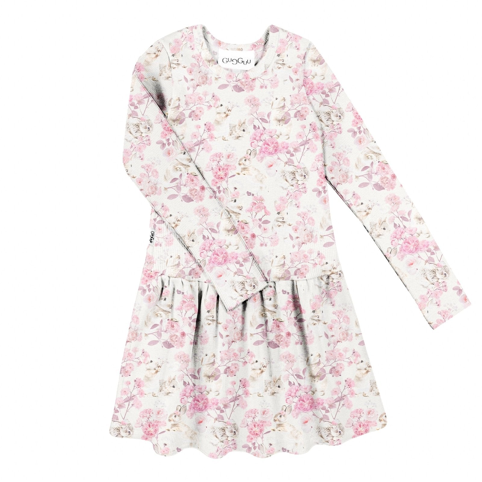 Laadukas Gugguun Classic Print Rib Long Sleeve Dress