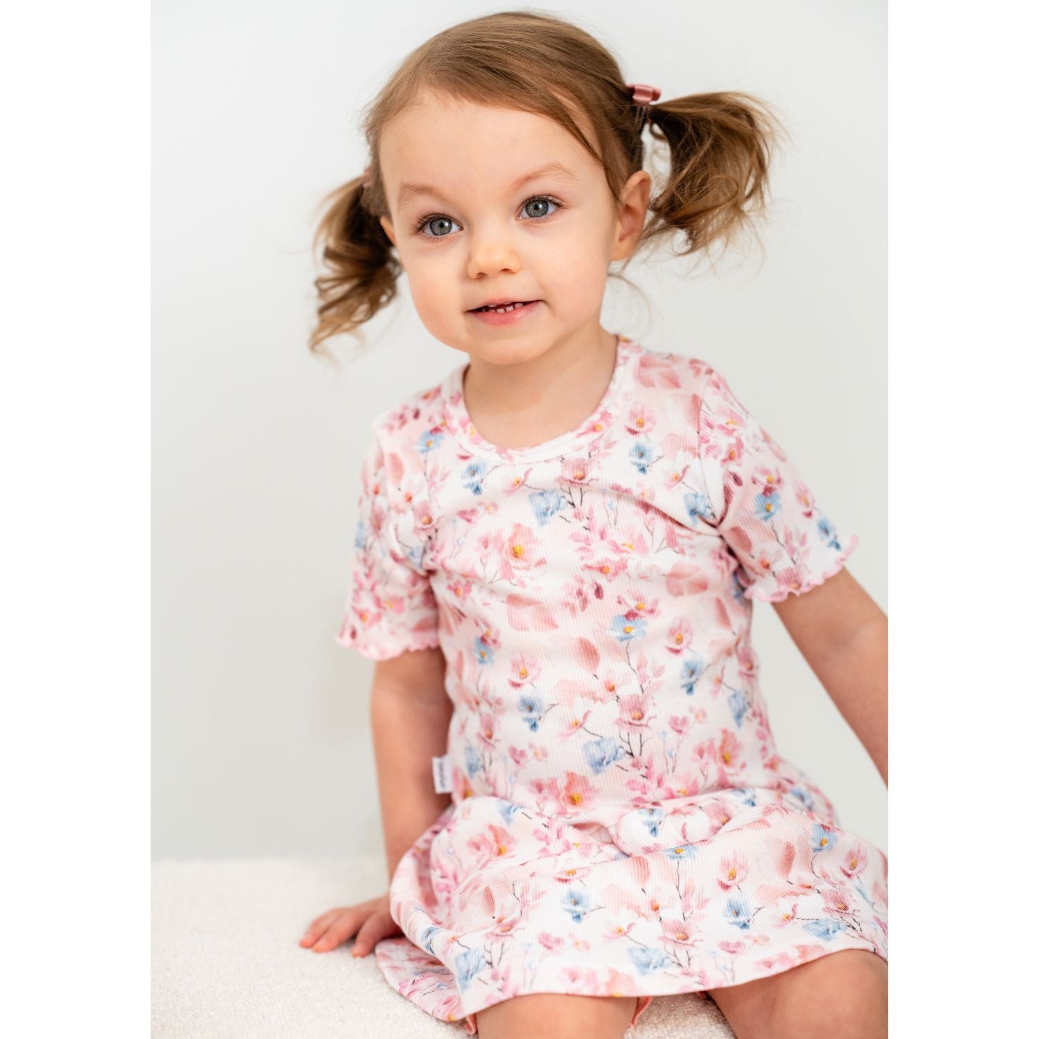 Gugguu lasten Classic Print Rib Short Sleeve Dress Mekot Gugguu 